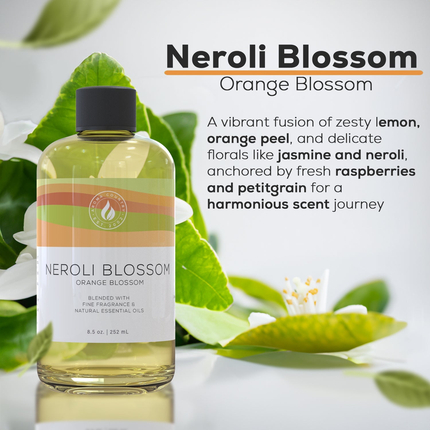 Fresh raspberries and petitgrain ground this luminous fusion of jasmine, neroli, and citrus, offering a harmonious home fragrance with a soft floral core.