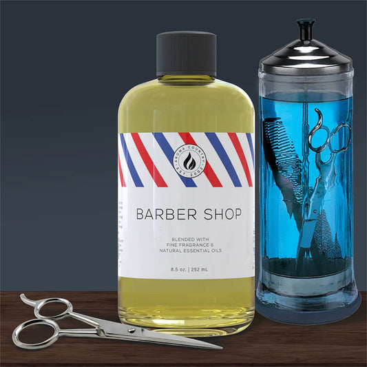 Barber Shop diffuser oil refill with vintage grooming inspiration, offering a crisp, clean scent blended with essential oils.