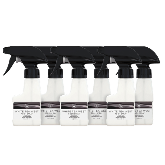Blaze Away White Tea West six pack 5 oz upscale room spray, refined scent solution for eliminating smoke and indoor odors while leaving a clean, elegant fragrance