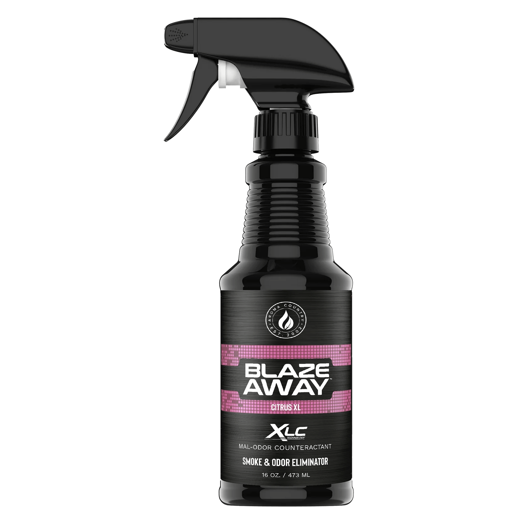 Blaze Away Legacy XLC Citrus XL 16 oz smoke odor neutralizer, high-strength spray designed to eliminate tough indoor odors with a bold, zesty citrus scent