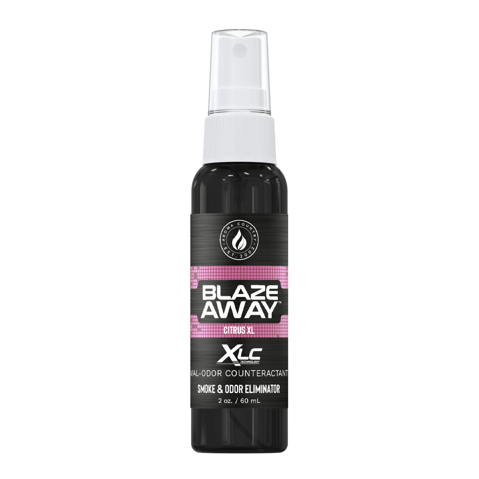 Blaze Away Legacy XLC Citrus XL 2 oz smoke odor neutralizer, pocket-size spray with a vibrant citrus scent for quick and effective odor removal on the go