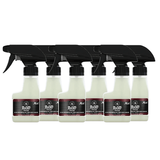 Blaze Away Fresh Air new six pack 5 oz smoke odor neutralizer, compact odor control sprays designed to eliminate smoke and indoor odors with a crisp clean scent