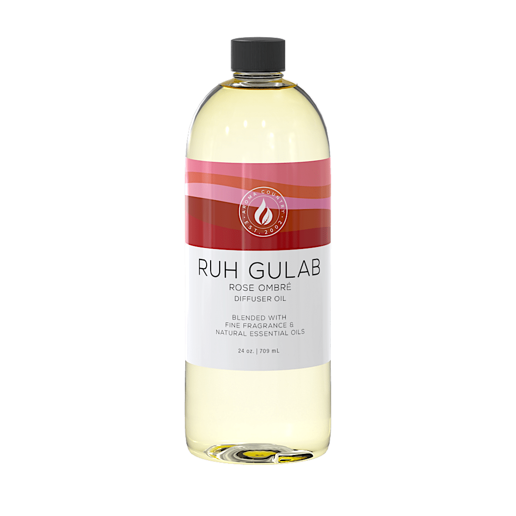 Aroma Country Ruh Gulab Rose Ombré 24 oz diffuser oil, sophisticated rose-inspired fragrance blended with fine fragrance oils and natural essential oils for elegant home and spa scenting